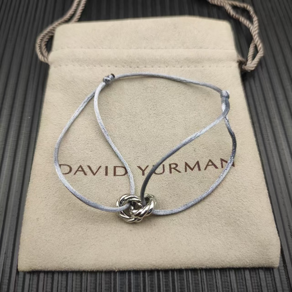 David Yurman  Grey  Double-ring Silver Nylon Rope Bracelet